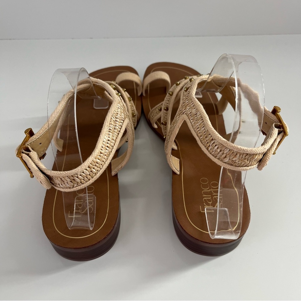 FRANCO SARTO Ina Toe Loop Sandal In Natural Raffia NEW - Picture 8 of 12